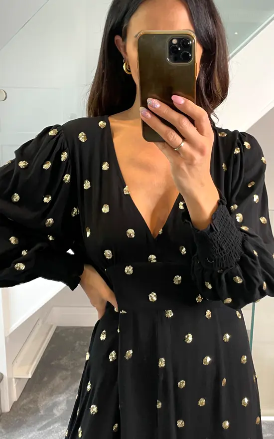 Traffic People Black And Gold Sequin Dress - Image 3