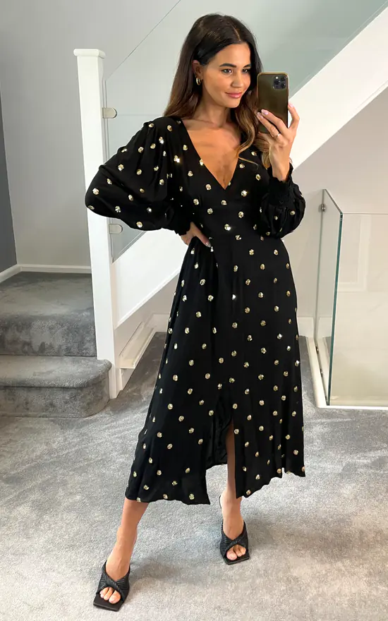 Traffic People Black And Gold Sequin Dress - Image 2